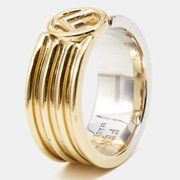 Pre Owned Fendi F is Fendi Two Tone Band Ring Size 52