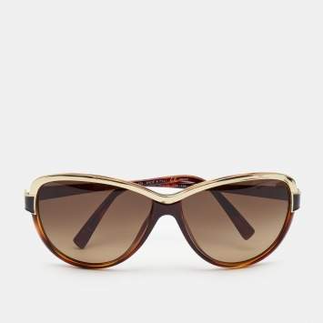 Pre Owned Fendi Brown/Gold Metal Frame Gradient Sunglasses