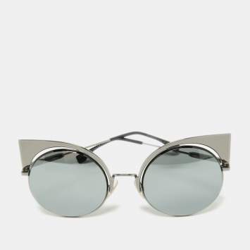 Pre Owned Fendi Gunmetal/Grey FF0177/S Cat-Eye Sunglasses