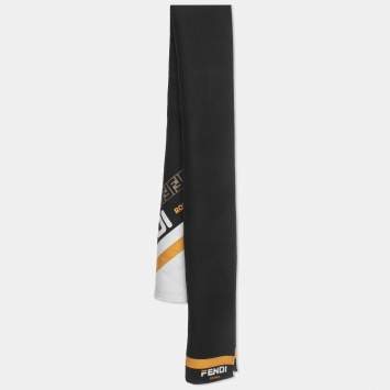 Pre Owned Fendi x Fila Black Fendi Mania Wool & Silk Scarf