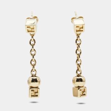 Pre Owned Fendi Fendista Gold Tone Earrings
