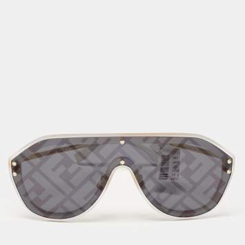 Pre Owned Fendi Black/Grey Monogram FF M0039/G/S Shield Sunglasses