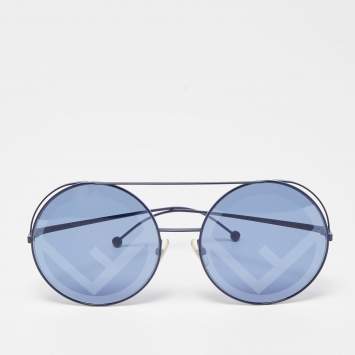 Pre Owned Fendi Blue  FF 0285/S Round Oversized Sunglasses