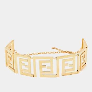 Pre Owned Fendi x Versace Fendace Gold Tone Choker Necklace