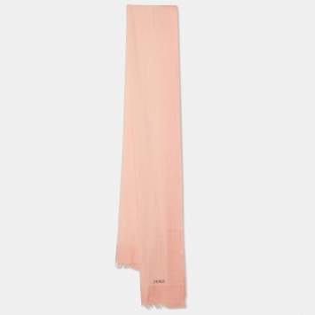 Pre Owned Fendi Peach Wool & Silk Stole