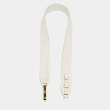 Pre Owned Fendi White Leather Shoulder Strap
