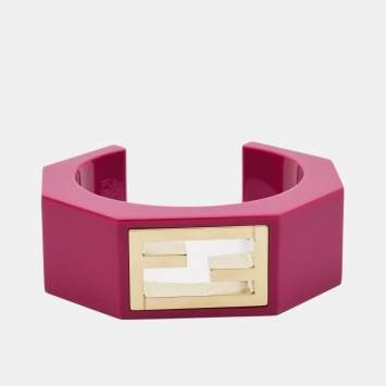 Pre Owned Fendi FF Resin Gold Tone Bracelet M