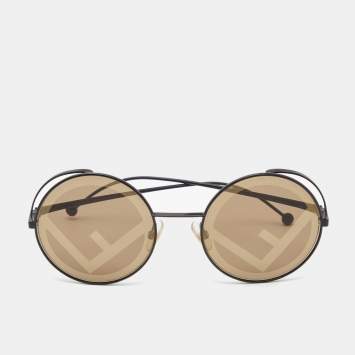 Pre Owned Fendi Brown Zucca FF0343/S Fendirama Round Sunglasses