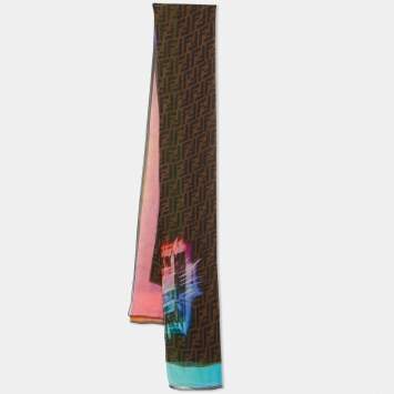 Pre Owned Fendi Brown/Multicolor FF Print Silk Stole