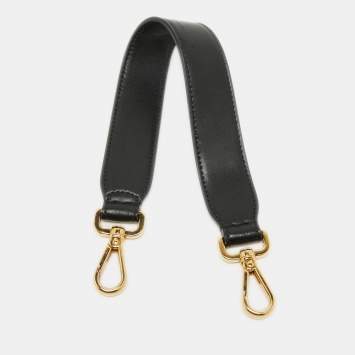 Pre Owned Fendi Black Leather Mini Bag Strap