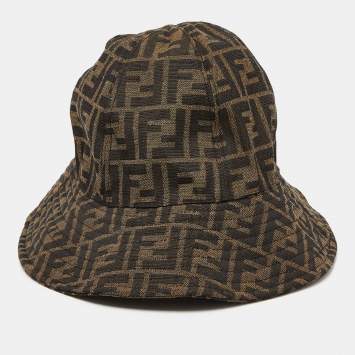 Pre Owned Fendi Brown FF Zucca Canvas Bucket Hat M