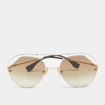 Pre Owned Fendi Gold/Brown Gradient FF 0326/S Rimless Sunglasses