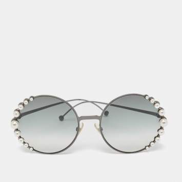 Pre Owned Fendi Black Gradient FF0295/S Pearl Round Sunglasses