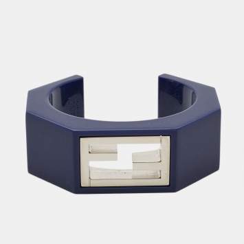 Pre Owned Fendi Baguette Resin Silver Tone Bracelet M