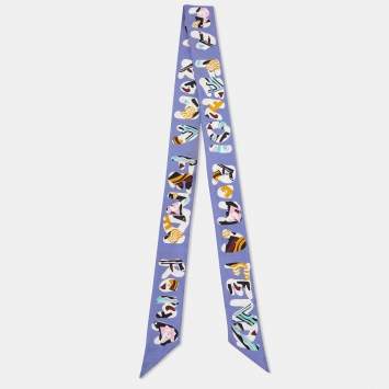 Pre Owned Fendi Purple Fendi Roma Print Silk Bandeau Scarf