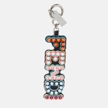 Pre Owned Fendi Multicolor Leather Logo Spike USB Key Chain