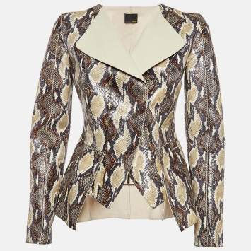 Pre Owned Fendi Multicolor Exotic Leather Zip-Up Jacket S