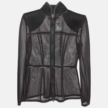 Fendi Black Knit Logo Band Trim Track Jacket M Fendi | TLC Fendi Black Knit Logo Band Trim Track Jacket M Fendi | TLC