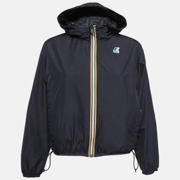 Pre Owned Fendi x K-Way Black Synthetic Reversible Bomber Jacket XS