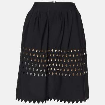 Fendi Black Jersey Cutout Detail Mini Skirt L