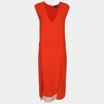 Pre Owned Fendi Orange Viscose Midi Dress L