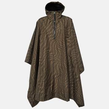 Fendi Brown Zucca Print Synthetic Hooded Jacket One Size