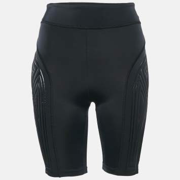 Fendi Black Padded Print Jersey High-Rise Shorts S