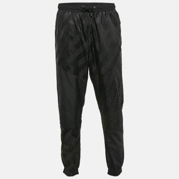 Pre Owned Fendi Black Nylon Monogram Motif Track Pants M
