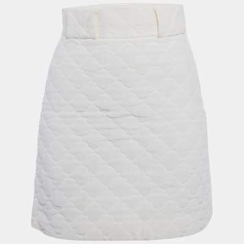 Fendi Off-White Quilted Silk Mini Skirt S