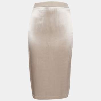 Fendi Light Pink Gabardine Zip-Up Midi Skirt S