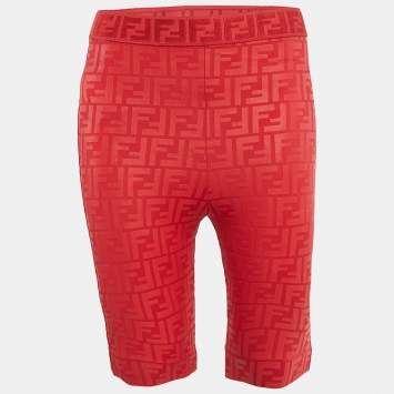 Fendi Red Zucca Print Jersey Biker Shorts S