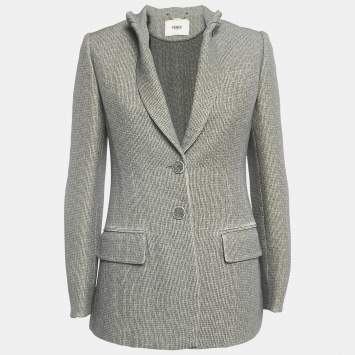 Fendi Grey Wool Single Breasted Blazer S