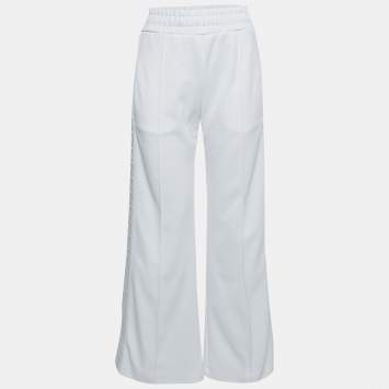 Fendi White Zucca Side Stripe Jersey Trackpants S