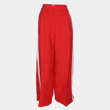 Fendi Red Cady Wide Leg Trousers M
