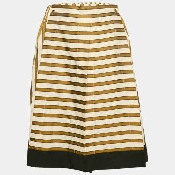 Fendi Green Striped Cotton Mini Skirt L