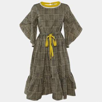 Pre Owned Fendi Brown printed Cotton Belted Maxi Dress S