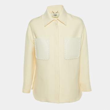 Pre Owned Fendi Cream Wool & Silk Oversized Go-To Jacket XS