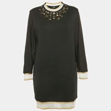 Pre Owned Fendi Blue Crepe Mini Dress L