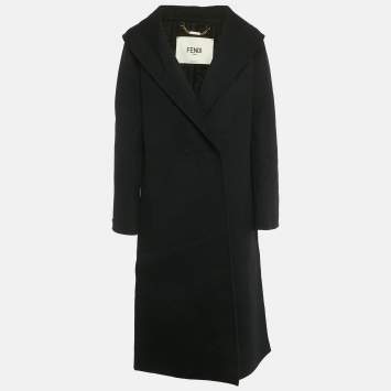Pre Owned Fendi Black Wool Double Breasted Long Coat M