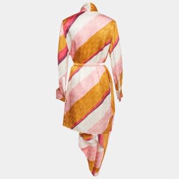 Pre Owned Fendi Multicolor Monogram Print Silk Short Dress M