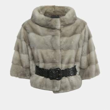 مملوكة مسبقًا Fendi Grey Real Fur and Genuine Leather Jacket M