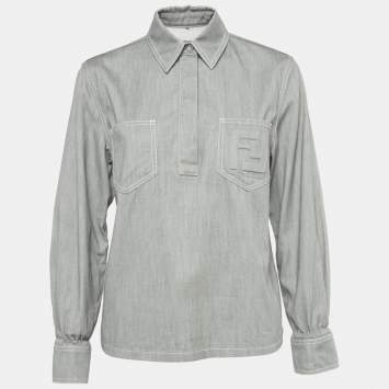 Pre Owned تونيك فندي شامبراي رمادي بنقوش FF مقاس صغ�ير