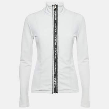 مملوكة مسبقًا Fendi White Jersey Zip-Up Work Out Jacket S