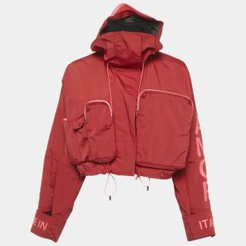 مملوكة مسبقًا Fendi Red Synthetic Amor Short Hooded Jacket XS