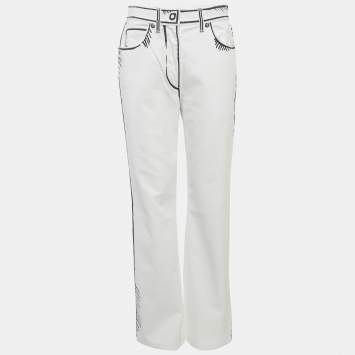 Pre Owned FENDI x Joshua Vides White Printed Denim Jeans M/Waist 28"
