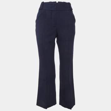 Pre Owned Fendi Blue Gabardine Trousers S