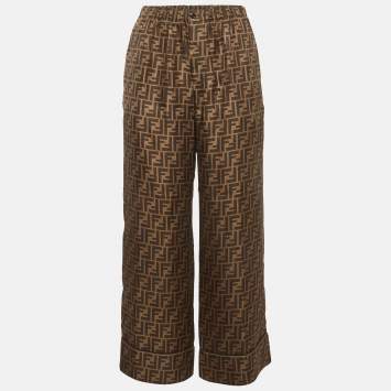 مملوكة مسبقًا Fendi Brown Zucca Silk Trousers S