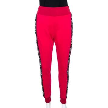 Pre Owned Fendi Pink Cotton Side Logo Band Detail Track Pants M