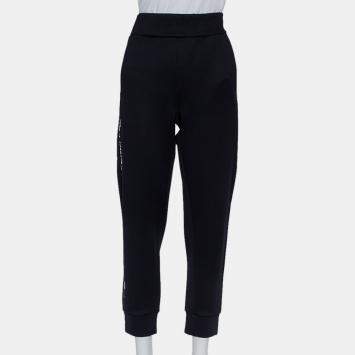 Pre Owned Fendi Black Neoprene Logo Print Track Pants M