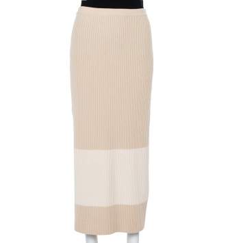 Pre Owned Fendi Two Tone Cashmere Midi Skirt M